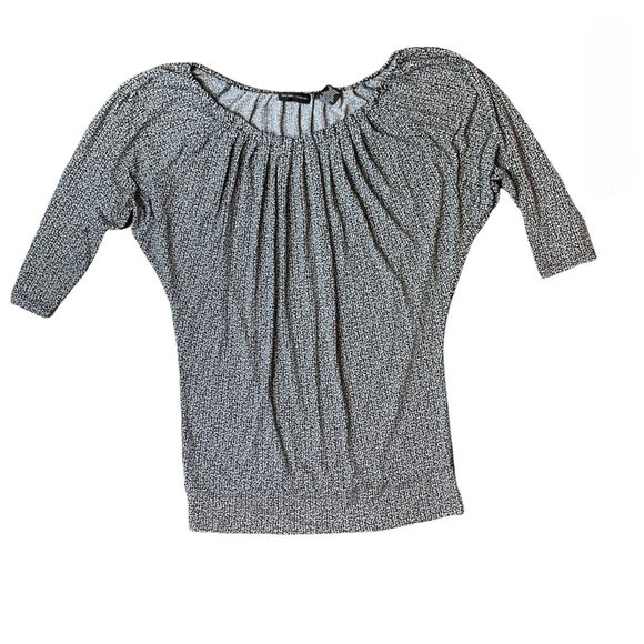 New York and Company Black and White Blouse‎ Shirt Small Stretch - Picture 1 of 5